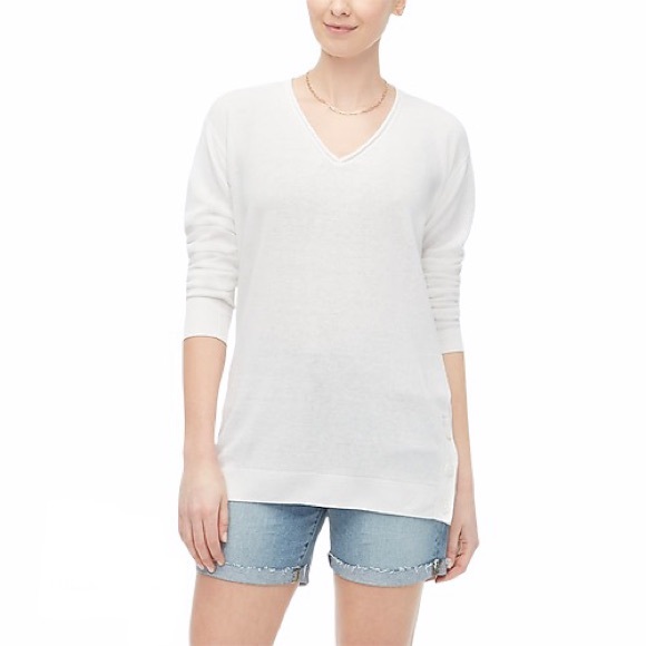 J. CREW Tunic Sweater Linen-blend Button Sides - Picture 1 of 7